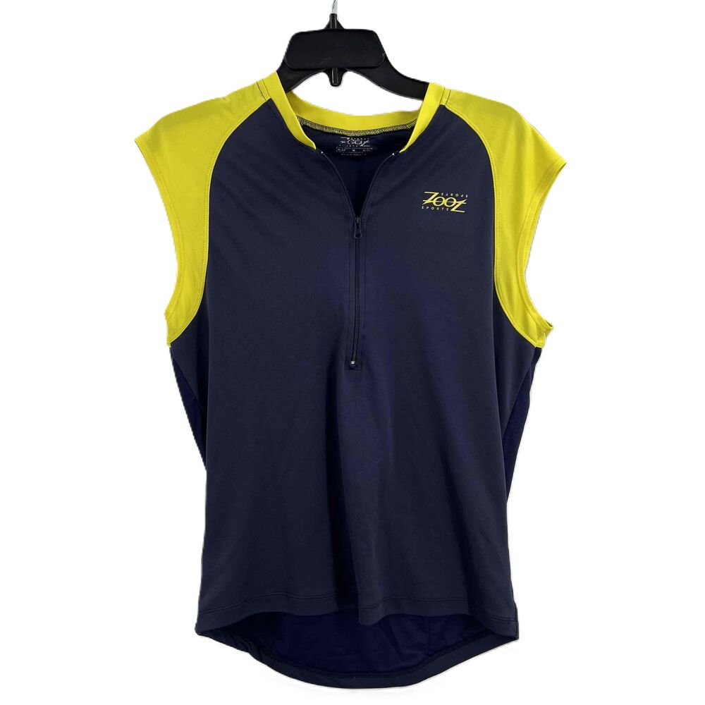 ZOOT Mens Navy Yellow Half Zip Sleeveless Athletic Triathlon Cycling‎ Shirt Med